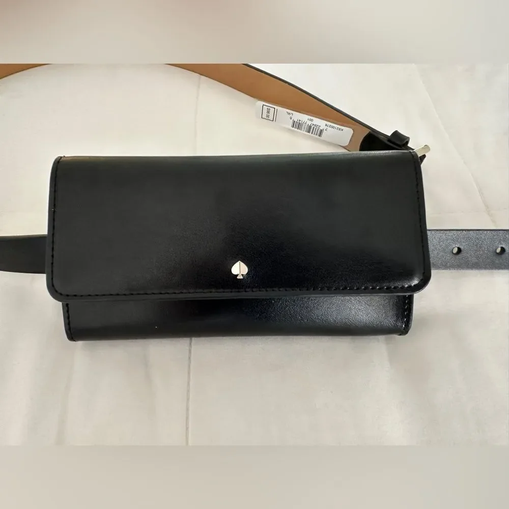 Kate Spade Leather Belt Bag Black Foldover Size S/M & L/XL • NEW WITH TAGS •